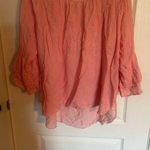 Cupio Pink Tie Front Soft 3/4 Sleeve Top